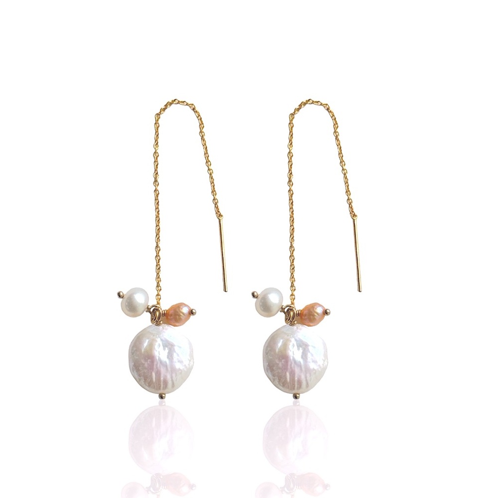 Coin Pearl Earring Threaders